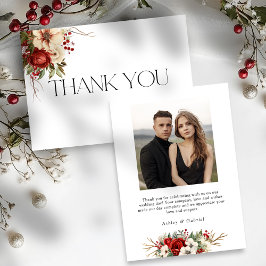 Elegant Julvinter Blommigt Typografi Tack Kort