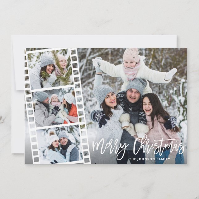 Elegant Julvinter Blommor 4 Foto Hälsning Julkort (Framsida)