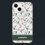 Elegant Julvinter Botaniska Mönster<br><div class="desc">Mönster har rosade blommigtar med vattenfärg,  bär och vinter-grön för ett festligt utseende.</div>