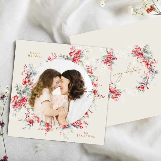 Elegant Julvinter - Foliage Arch Photo Julkort (Skapare uppladdad)