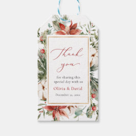 Elegant Julvinter Röda Guld Bröllop Presentetikett