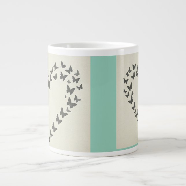 Elegant Jumbo Kopp Design - Butterfly Heart Silhou Jumbo Mugg (Framsidan)