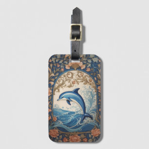 Elegant Jumping Dolphin William Morris Inspired Bagagebricka