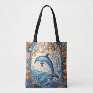 Elegant Jumping Dolphin William Morris Inspired Tygkasse