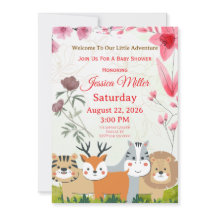 Elegant jungeltema baby shower inbjudningskort