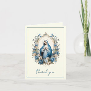 Elegant Jungfru Maria Religiös Katolsk Blommig Helgkort