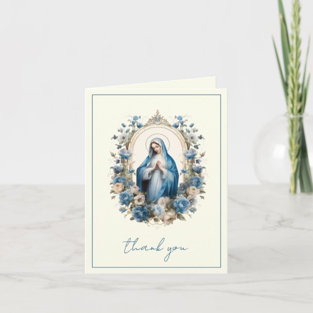 Elegant Jungfru Maria Religiös Katolsk Blommig Helgkort (Framsida)
