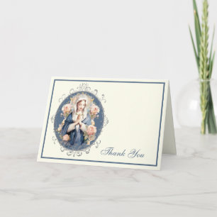 Elegant Jungfru Maria Religiös Katolsk Blommig Helgkort