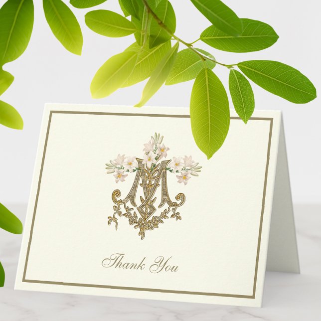 Elegant Jungfru Maria Religiösa Guld Liljor Helgkort (Skapare uppladdad)