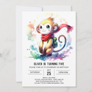 Elegant Jungle Monkey Birthday Inbjudningar