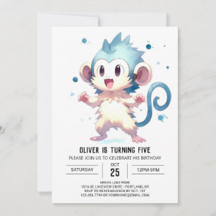 Elegant Jungle Monkey Birthday Inbjudningar