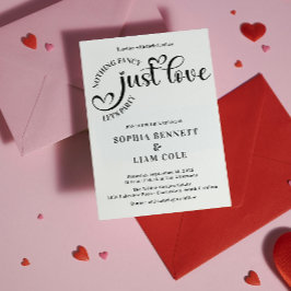 Elegant Just Love Black and White Heart Wedding Inbjudningar