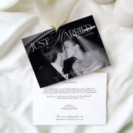 Elegant Just Married Photo Announcement Card Meddelande