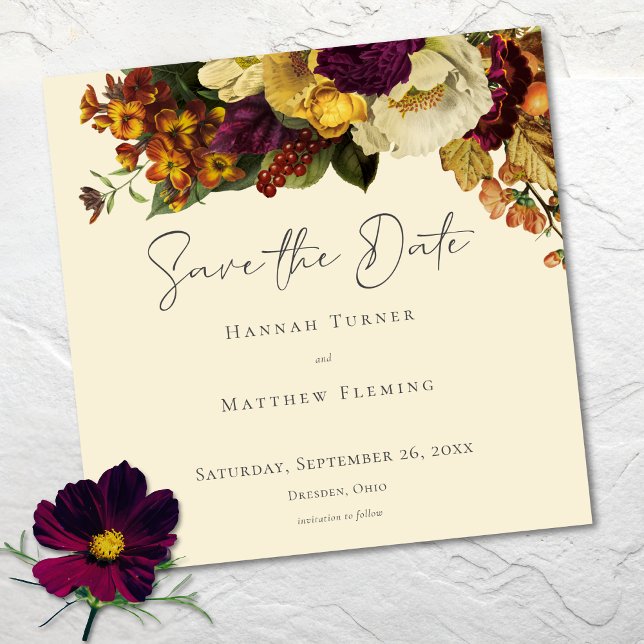 Elegant juvel Vintage Blommig Elfenbensvit Bröllop Spara Datumet (Elegant Jewel Vintage Floral Ivory Wedding Enclosure Card)