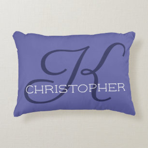 Elegant K Inledande blått perivinkle för Namn Prydnadskudde