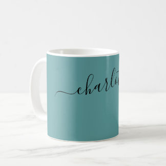 Elegant Kadettblå Färg Modernt Namn Personlig Kaffemugg