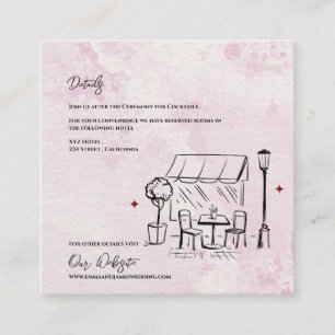 Elegant Kafé Skiss Illustration Bröllopsdetaljer Tilläggskort