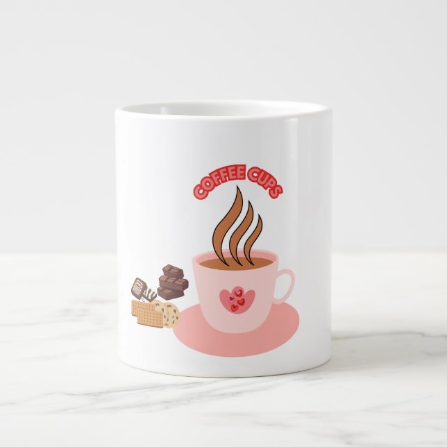Elegant Kaffe Kopp med choklad och Biscuit Jumbo Mugg (Framsidan)