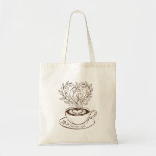 Elegant kaffehjärta Latte Art - Kaffeinkladdning D Tygkasse