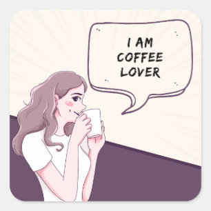 Elegant kaffelskare dekal kaffe är min kärlek fyrkantigt klistermärke