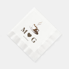 Elegant kaffepartytillbehör för bröllop med prägla pappersservett