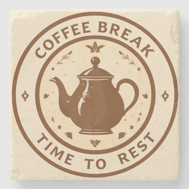 Elegant kaffepaus teapot illustration stenunderlägg (Framsidan)