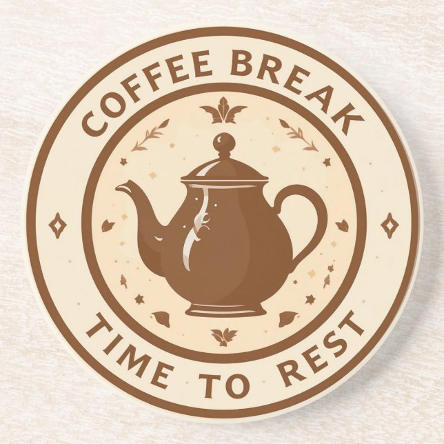 Elegant kaffepaus teapot illustration underlägg (Framsidan)