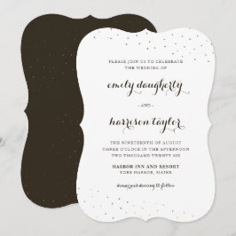 Elegant Kakao och vitt med ömtåliga punkter Bröllo Inbjudningar