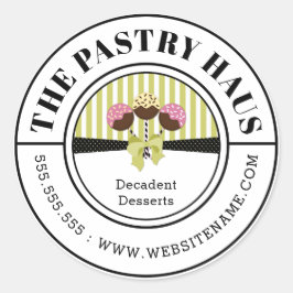 Elegant Kake Pops Curved Text Runt Klistermärke