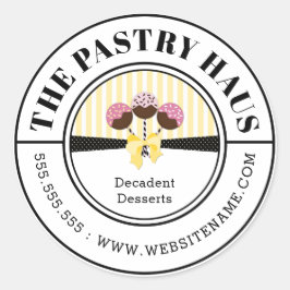 Elegant Kake Pops Curved Text Runt Klistermärke