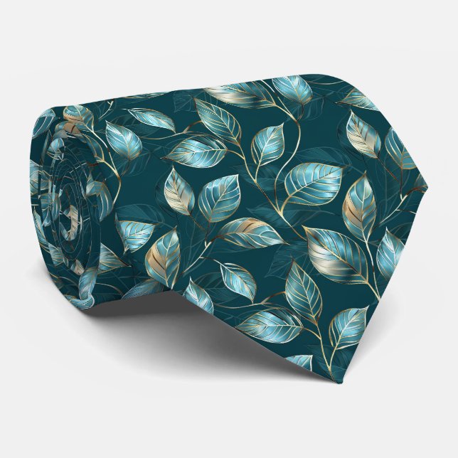 Elegant kakel mönster av gröna blad slips (Rullad)