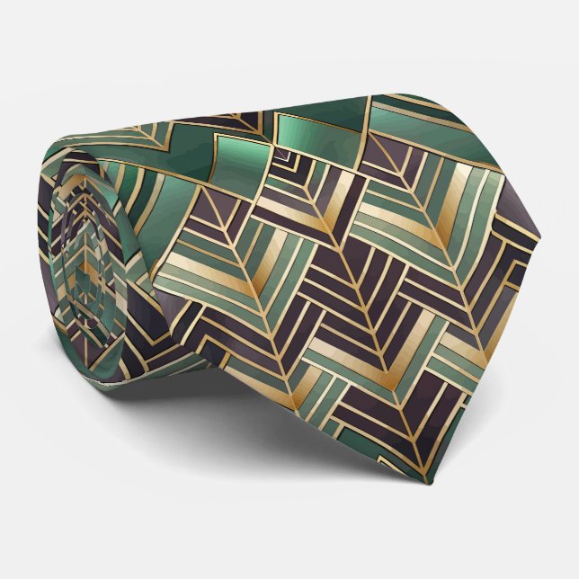 Elegant kaklad Art Deco-mönster Slips (Rullad)