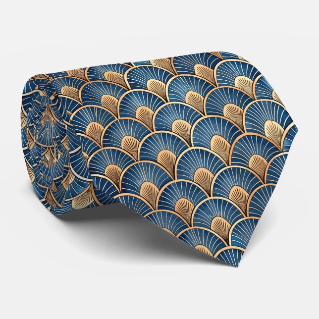 Elegant kaklad Art Deco-mönster Slips (Rullad)