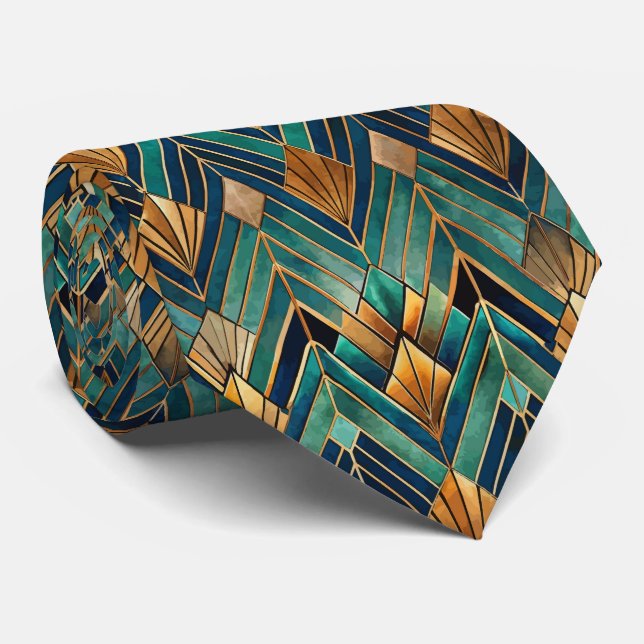 Elegant kaklad Art Deco-mönster Slips (Rullad)