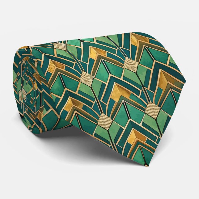 Elegant kaklad Art Deco-mönster Slips (Rullad)