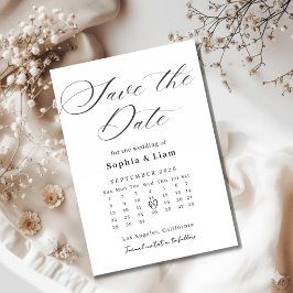 Elegant kalender-spara-datum-kort med script-typog inbjudningar