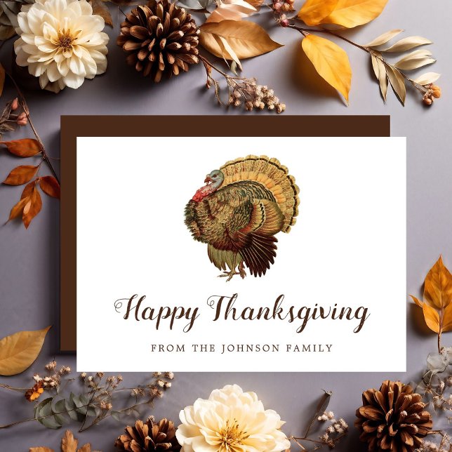 Elegant kalkon Glad tack till Thanksgiving Julkort (Elegant Turkey Happy Thanksgiving Holiday Card)