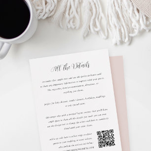 Elegant Kalligrafi Allt i en QR-kod Bröllop Tilläggskort