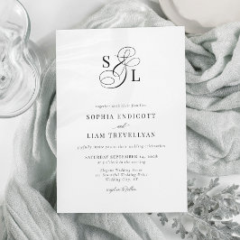 Elegant Kalligrafi Ampersand Monogram Bröllop Inbjudningar