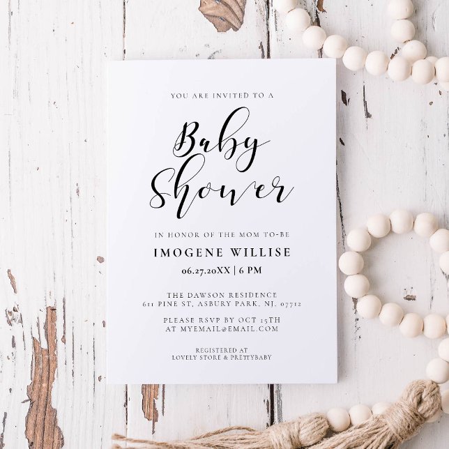 Elegant kalligrafi Baby shower Inbjudningar (Skapare uppladdad)