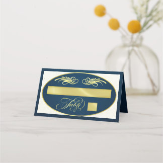 Elegant kalligrafi - Blå/Guld Placeringskort