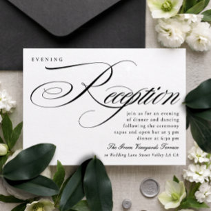 Elegant kalligrafi Black Tie Bröllopsmottagning Inbjudningar