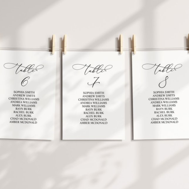 Elegant Kalligrafi Bordsnummer 7 Sittdiagram (Skapare uppladdad)