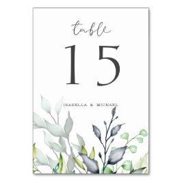 Elegant kalligrafi Botanical Bröllop Bordsnummer