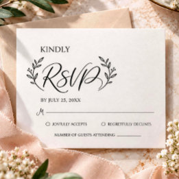 Elegant Kalligrafi Botanisk Bröllops-RSVP-Kort OSA Kort