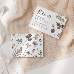 Elegant kalligrafi Botaniska jordtoner Detaljer Tilläggskort