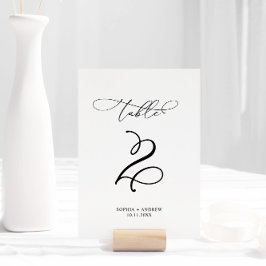 Elegant Kalligrafi Bröllop Bordsnummer 2