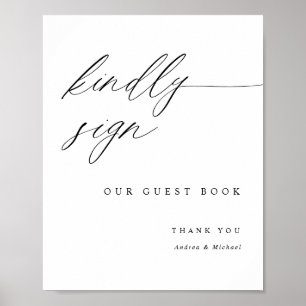 Elegant kalligrafi bröllop gästbokskylt poster