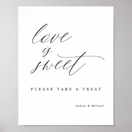Elegant kalligrafi bröllop kärlek är sött tecken poster