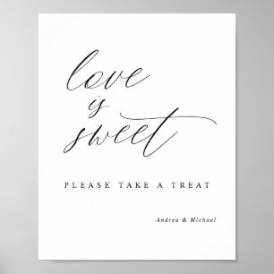 Elegant kalligrafi bröllop kärlek är sött tecken poster